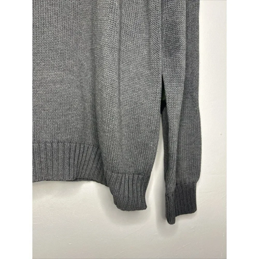 J.Crew Classic Grey Cotton Quarter-Zip Sweater Ribbed Knit Pullover‎